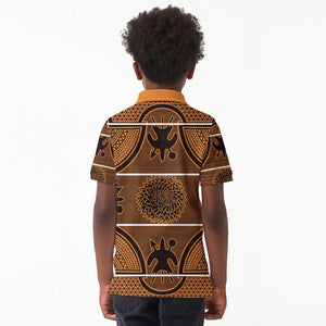 Basotho Blanket Kid Polo Shirt Lesotho Seanamarena Heritage - Orange - African Pride