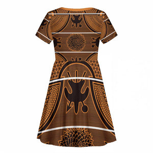 Basotho Blanket Kid Short Sleeve Dress Lesotho Seanamarena Heritage - Orange - African Pride
