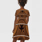 Basotho Blanket Kid Short Sleeve Dress Lesotho Seanamarena Heritage - Orange - African Pride