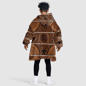 Basotho Blanket Kid Wearable Blanket Hoodie Lesotho Seanamarena Heritage - Orange - African Pride