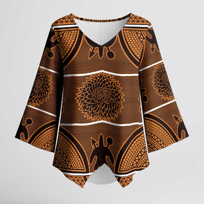 Lesotho Seanamarena Kimono Sleeve Blouse Basotho Traditional Blanket Style - Orange