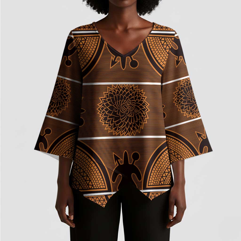 Lesotho Seanamarena Kimono Sleeve Blouse Basotho Traditional Blanket Style - Orange
