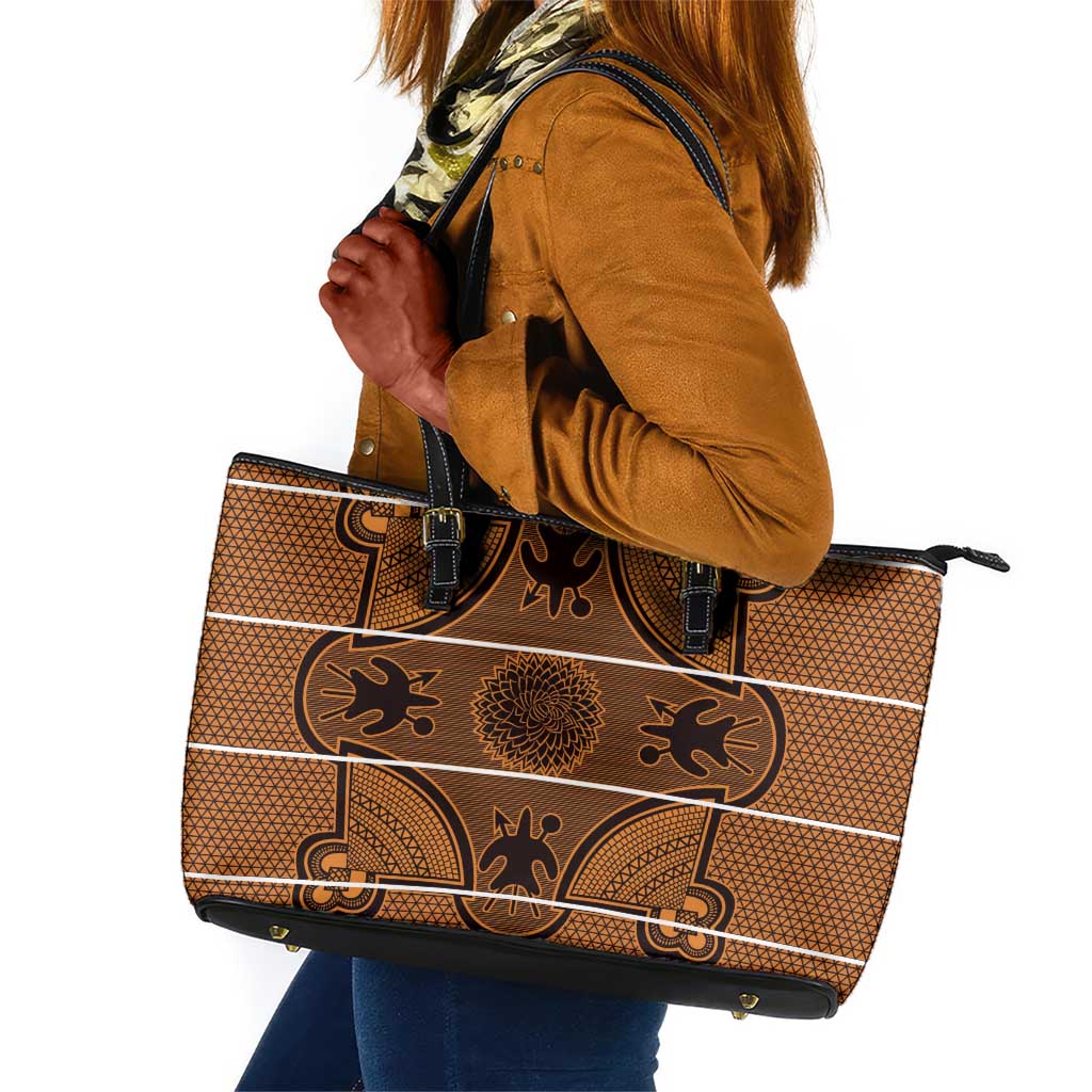 Basotho Blanket Leather Tote Bag Lesotho Seanamarena Heritage - Orange - African Pride