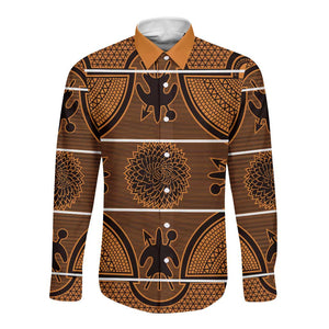 Basotho Blanket Long Sleeve Button Shirt Lesotho Seanamarena Heritage - Orange - African Pride