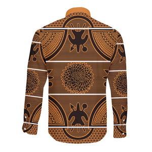 Basotho Blanket Long Sleeve Button Shirt Lesotho Seanamarena Heritage - Orange - African Pride