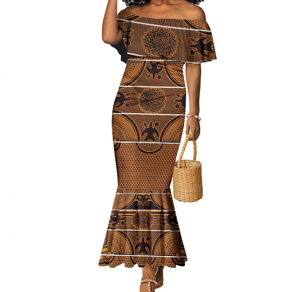 Basotho Blanket Mermaid Dress Lesotho Seanamarena Heritage - Orange - African Pride