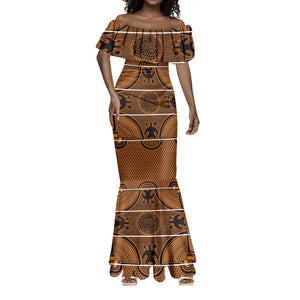 Basotho Blanket Mermaid Dress Lesotho Seanamarena Heritage - Orange - African Pride