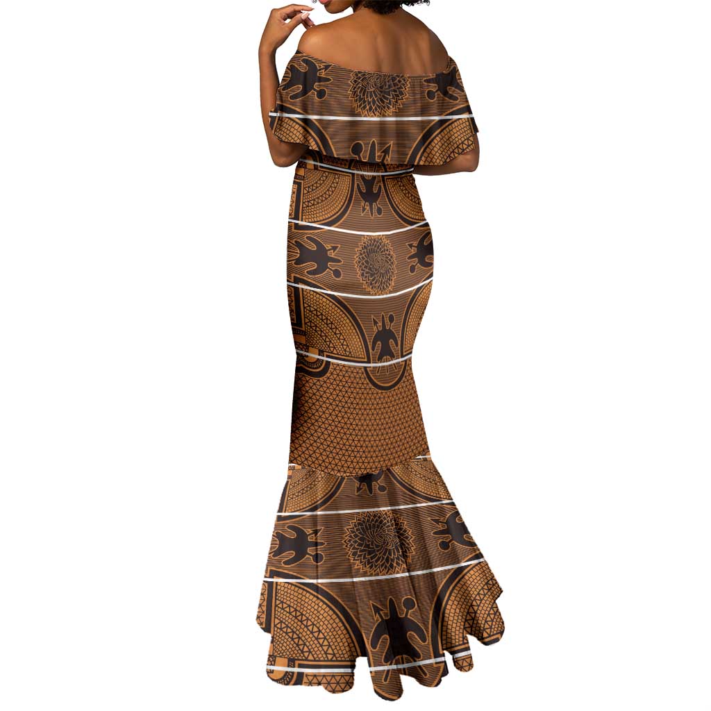 Basotho Blanket Mermaid Dress Lesotho Seanamarena Heritage - Orange - African Pride