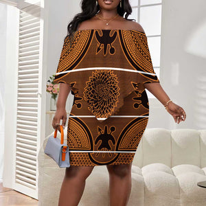 Basotho Blanket Off Shoulder Short Dress Lesotho Seanamarena Heritage - Orange - African Pride