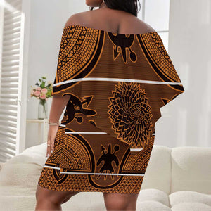Basotho Blanket Off Shoulder Short Dress Lesotho Seanamarena Heritage - Orange - African Pride