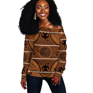 Basotho Blanket Off Shoulder Sweater Lesotho Seanamarena Heritage - Orange - African Pride