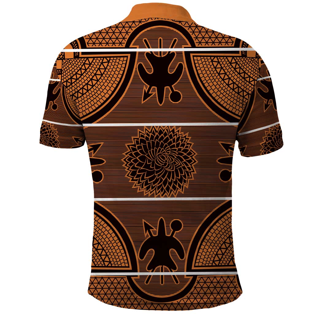 Basotho Blanket Polo Shirt Lesotho Seanamarena Heritage - Orange - African Pride