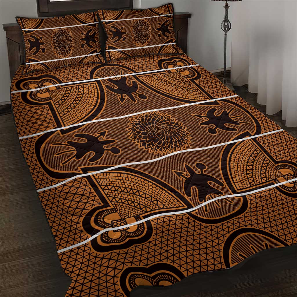 Basotho Blanket Quilt Bed Set Lesotho Seanamarena Heritage - Orange - African Pride
