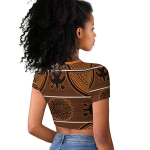 Basotho Blanket Raglan Cropped T shirt Lesotho Seanamarena Heritage - Orange - African Pride