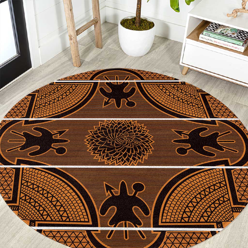 Basotho Blanket Round Carpet Lesotho Seanamarena Heritage - Orange - African Pride