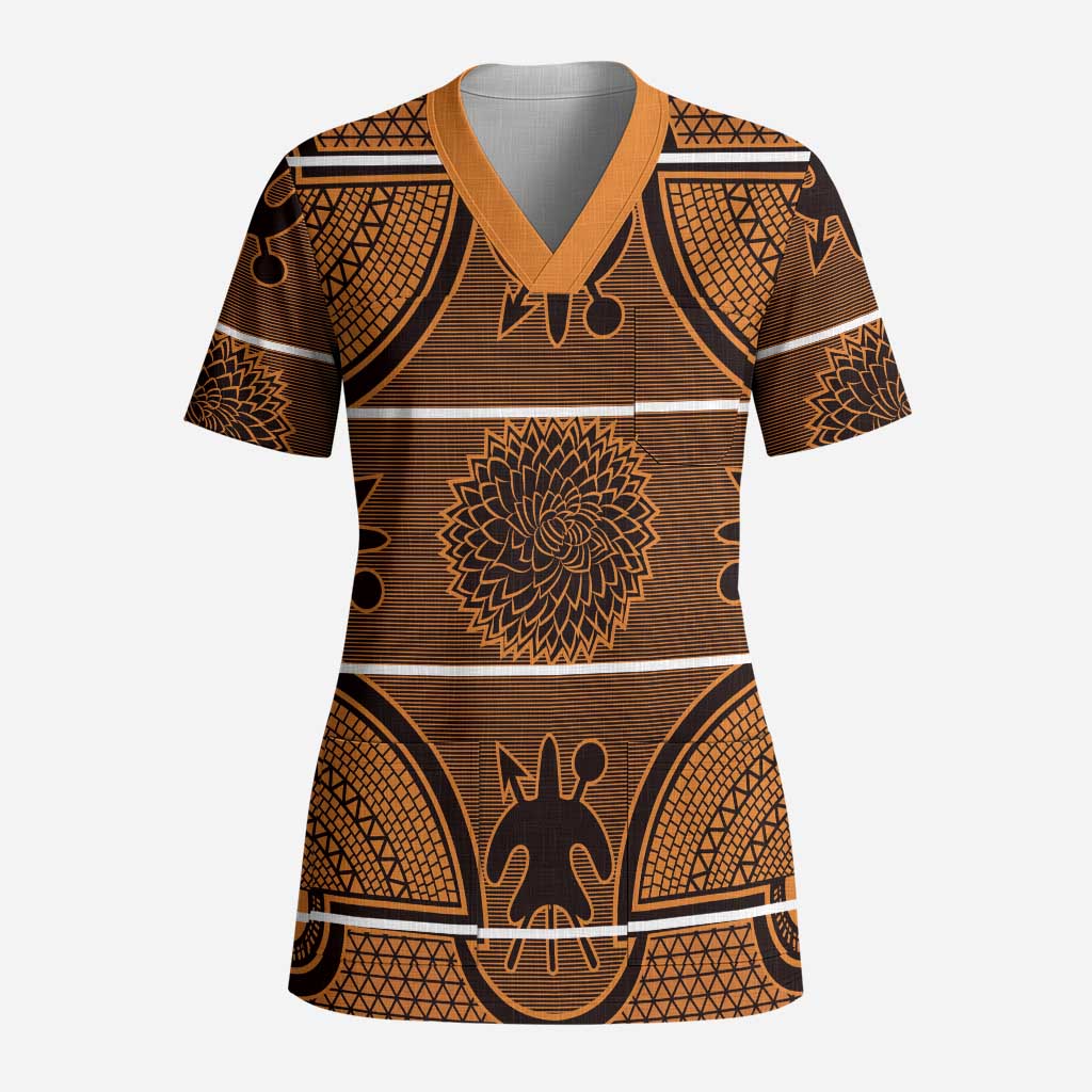 Lesotho Seanamarena Scrub Top Basotho Traditional Blanket Style - Orange - African Pride