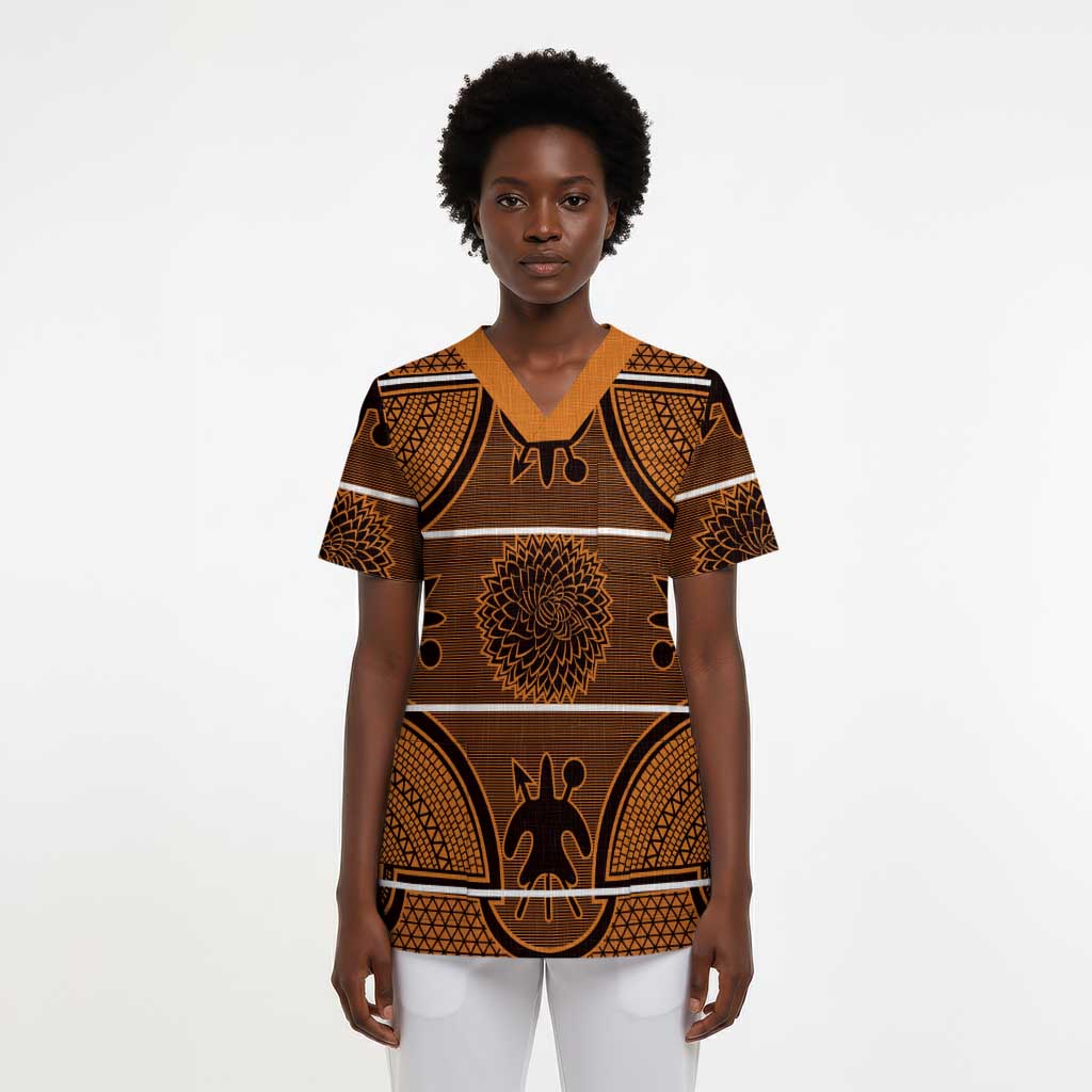 Lesotho Seanamarena Scrub Top Basotho Traditional Blanket Style - Orange - African Pride