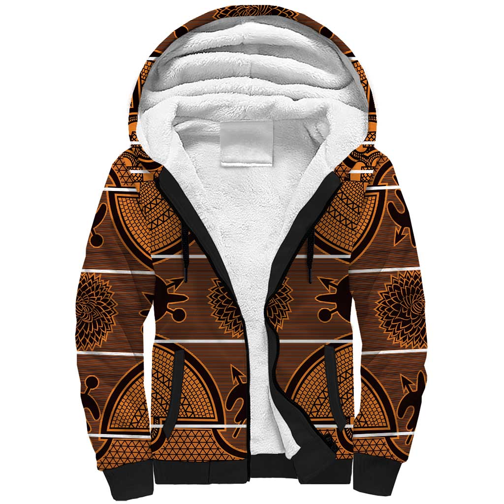 Basotho Blanket Sherpa Hoodie Lesotho Seanamarena Heritage - Orange - African Pride