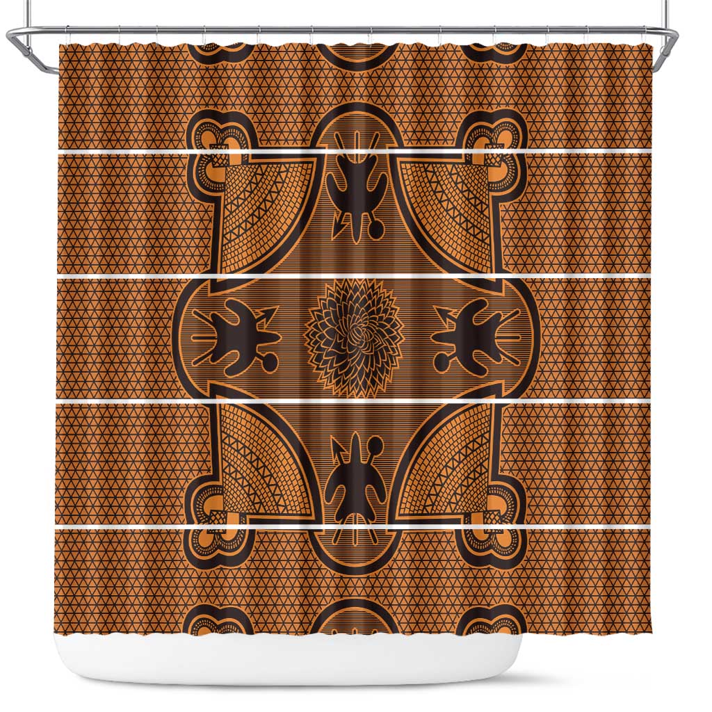 Basotho Blanket Shower Curtain Lesotho Seanamarena Heritage - Orange - African Pride