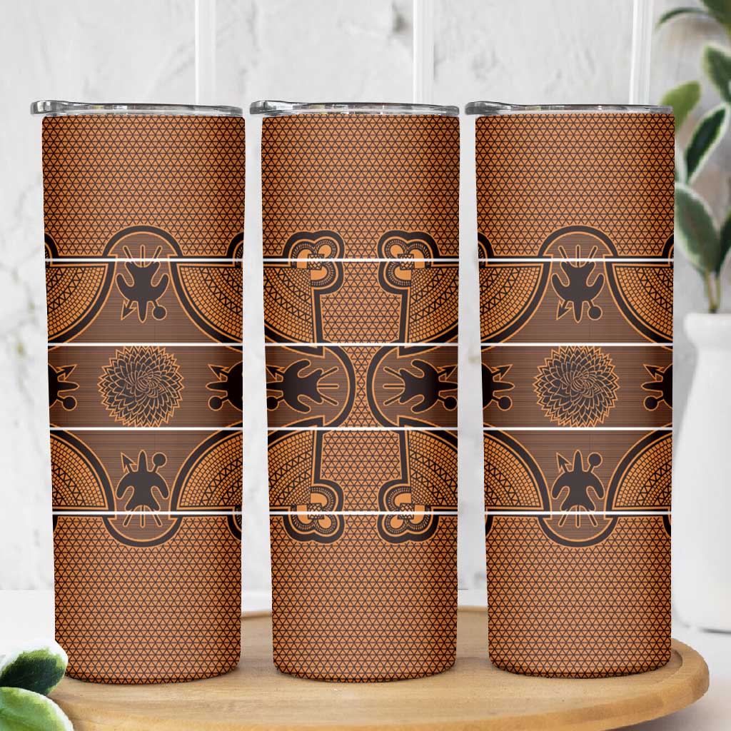 Basotho Blanket Skinny Tumbler Lesotho Seanamarena Heritage - Orange - African Pride
