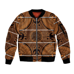 Basotho Blanket Sleeve Zip Bomber Jacket Lesotho Seanamarena Heritage - Orange - African Pride