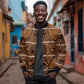 Basotho Blanket Sleeve Zip Bomber Jacket Lesotho Seanamarena Heritage - Orange - African Pride