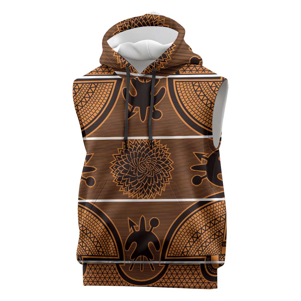 Basotho Blanket Sleeveless Hoodie Lesotho Seanamarena Heritage - Orange - African Pride