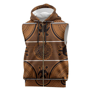 Basotho Blanket Sleeveless Zip Hoodie Lesotho Seanamarena Heritage - Orange - African Pride