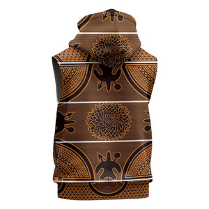 Basotho Blanket Sleeveless Zip Hoodie Lesotho Seanamarena Heritage - Orange - African Pride