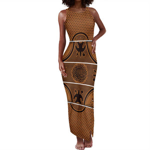 Basotho Blanket Tank Maxi Dress Lesotho Seanamarena Heritage - Orange - African Pride