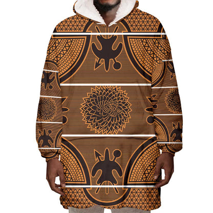 Basotho Blanket Wearable Blanket Hoodie Lesotho Seanamarena Heritage - Orange - African Pride