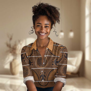 Basotho Blanket Women Casual Shirt Lesotho Seanamarena Heritage - Orange - African Pride