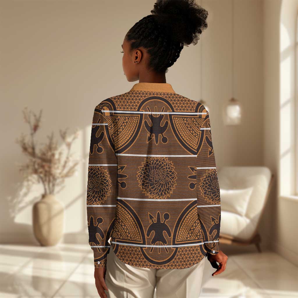 Basotho Blanket Women Casual Shirt Lesotho Seanamarena Heritage - Orange - African Pride