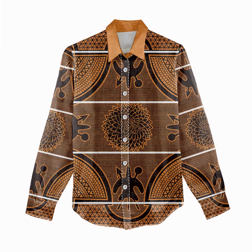 Basotho Blanket Women Casual Shirt Lesotho Seanamarena Heritage - Orange - African Pride