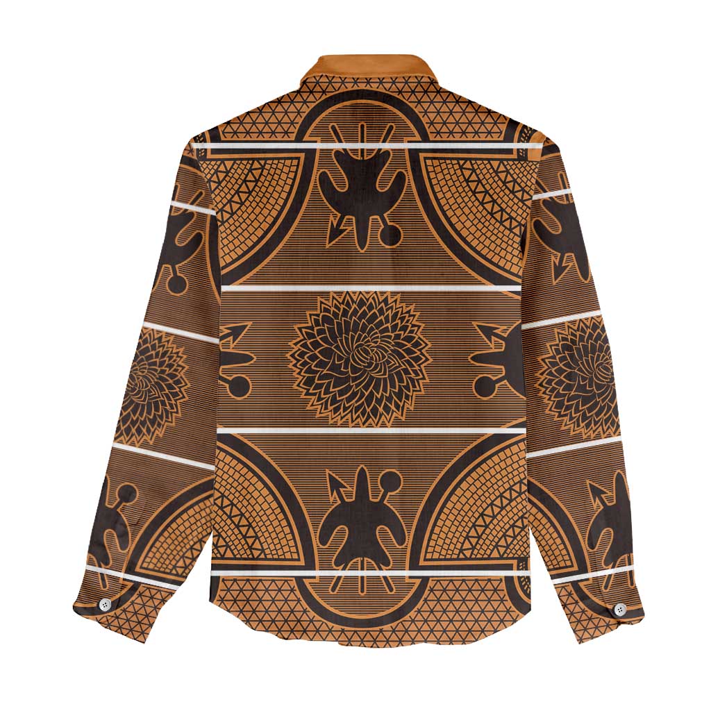 Basotho Blanket Women Casual Shirt Lesotho Seanamarena Heritage - Orange - African Pride
