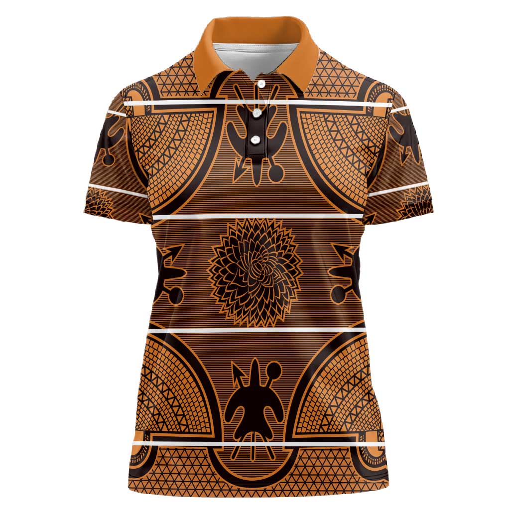 Basotho Blanket Women Polo Shirt Lesotho Seanamarena Heritage - Orange - African Pride