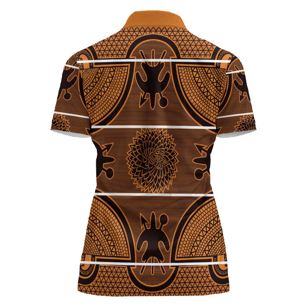 Basotho Blanket Women Polo Shirt Lesotho Seanamarena Heritage - Orange - African Pride