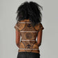 Basotho Blanket Women V-Neck T-Shirt Lesotho Seanamarena Heritage - Orange - African Pride