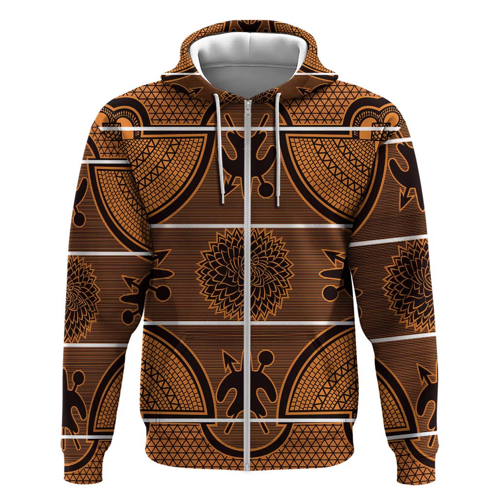 Basotho Blanket Zip Hoodie Lesotho Seanamarena Heritage - Orange - African Pride