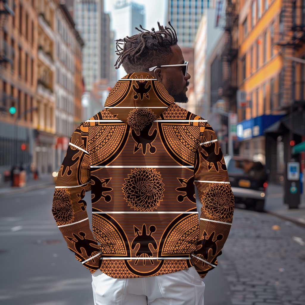 Basotho Blanket Zip Hoodie Lesotho Seanamarena Heritage - Orange - African Pride