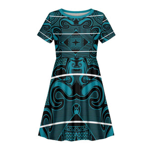 Basotho Blanket Kid Short Sleeve Dress Lesotho Motlatsi Seanamarena Heritage - Lesotho Breeze - African Pride