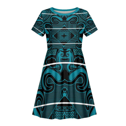 Basotho Blanket Kid Short Sleeve Dress Lesotho Motlatsi Seanamarena Heritage - Lesotho Breeze - African Pride
