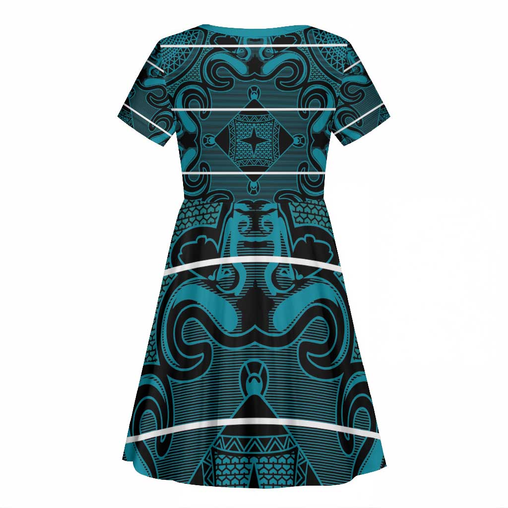 Basotho Blanket Kid Short Sleeve Dress Lesotho Motlatsi Seanamarena Heritage - Lesotho Breeze - African Pride