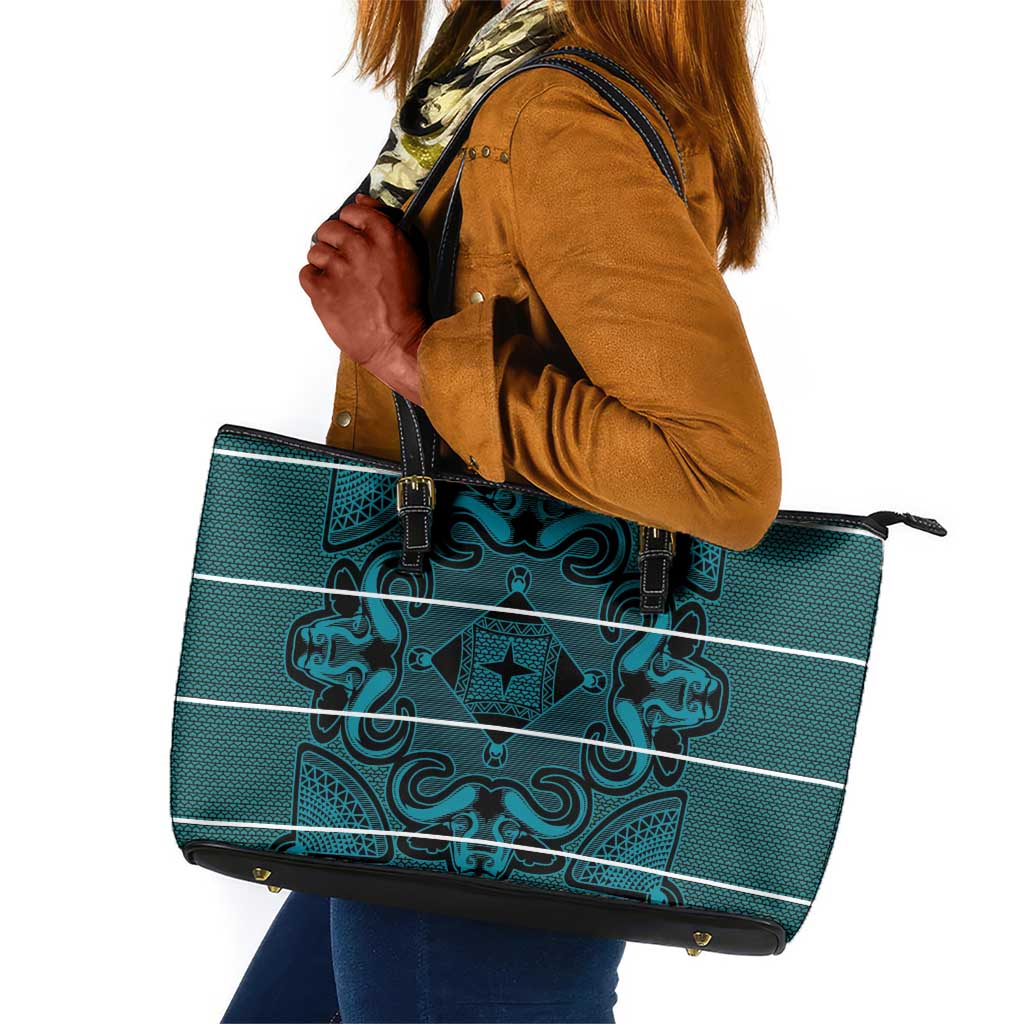 Basotho Blanket Leather Tote Bag Lesotho Motlatsi Seanamarena Heritage - Lesotho Breeze - African Pride
