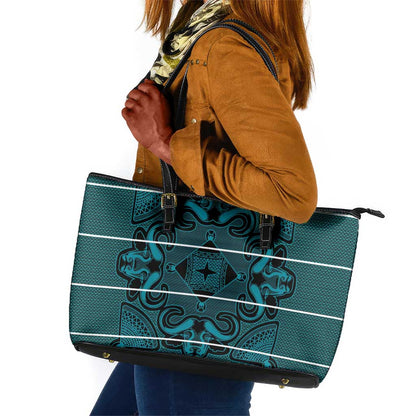 Basotho Blanket Leather Tote Bag Lesotho Motlatsi Seanamarena Heritage - Lesotho Breeze - African Pride