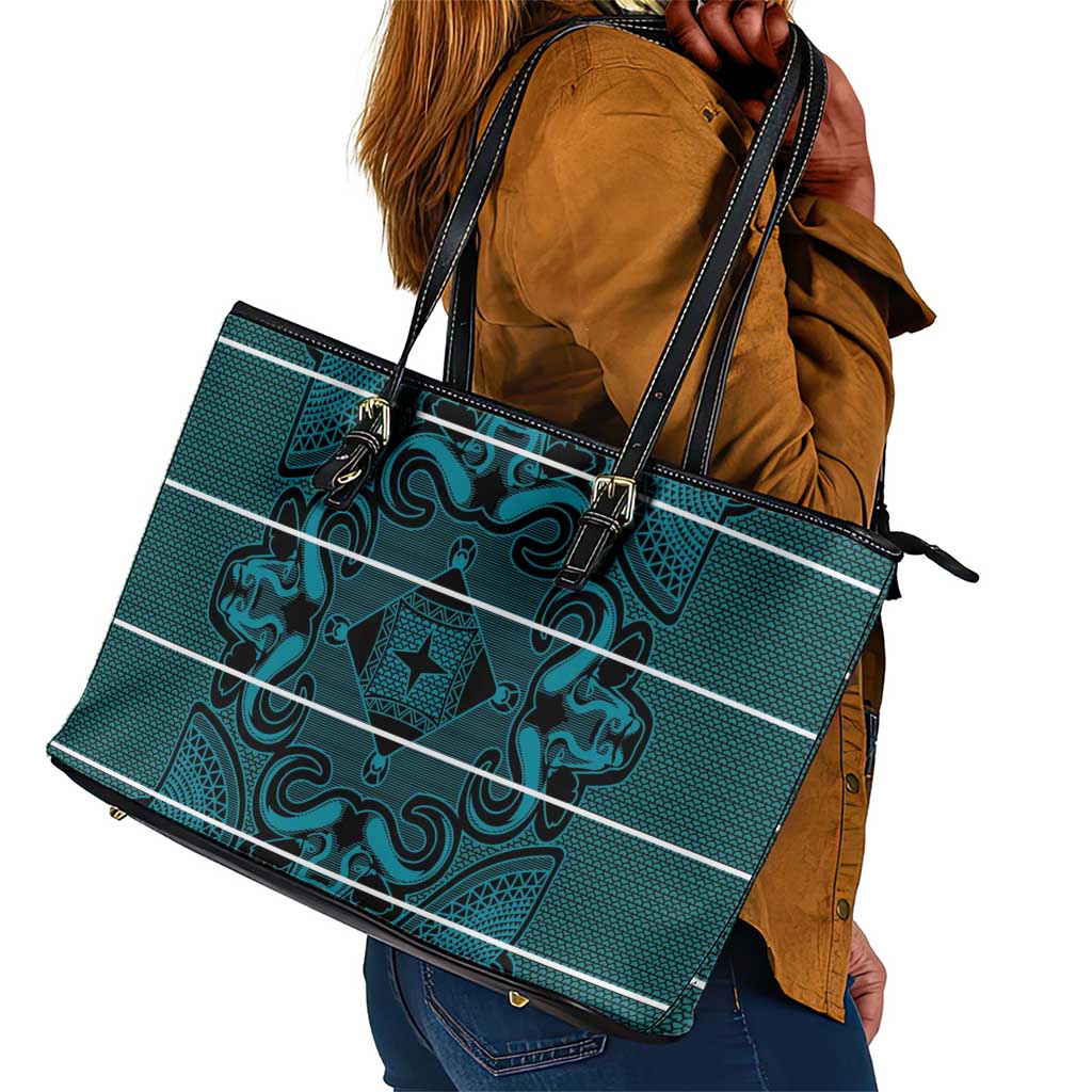 Basotho Blanket Leather Tote Bag Lesotho Motlatsi Seanamarena Heritage - Lesotho Breeze - African Pride