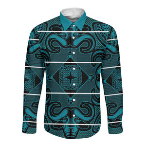 Basotho Blanket Long Sleeve Button Shirt Lesotho Motlatsi Seanamarena Heritage - Lesotho Breeze - African Pride