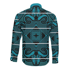 Basotho Blanket Long Sleeve Button Shirt Lesotho Motlatsi Seanamarena Heritage - Lesotho Breeze - African Pride