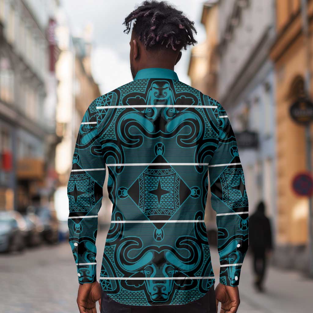 Basotho Blanket Long Sleeve Button Shirt Lesotho Motlatsi Seanamarena Heritage - Lesotho Breeze - African Pride