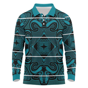 Basotho Blanket Long Sleeve Polo Shirt Lesotho Motlatsi Seanamarena Heritage - Lesotho Breeze - African Pride